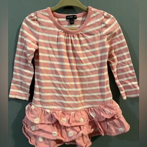 Baby Gap Pink Striped Dress/Shirt with ruffles, Size 18-24 months